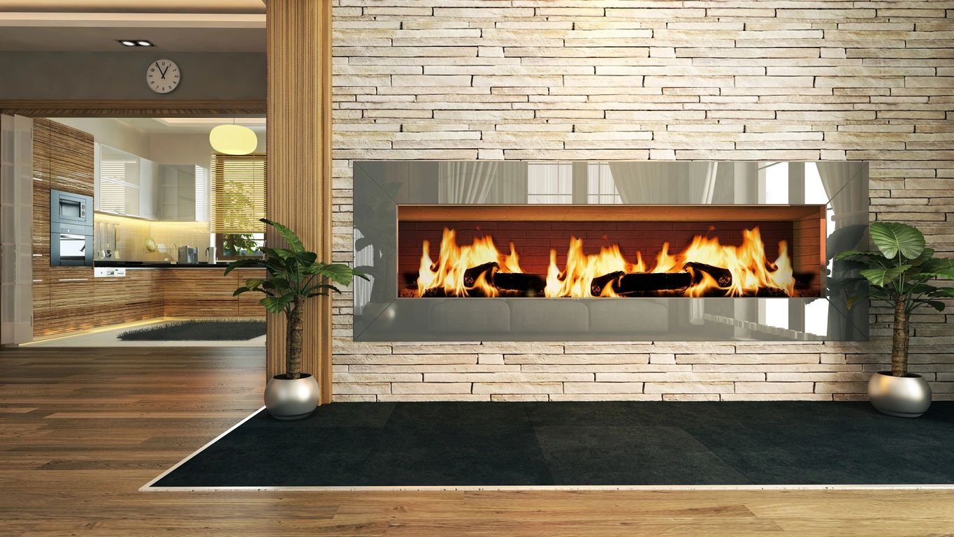 Media wall with fireplace